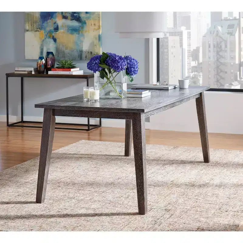 Table à manger Callie moderne du milieu du siècle, grise : Style scandinave, six places, bois MDF, 167,6 cm de longueur