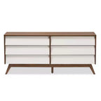 Commode de rangement en bois brun à 6 tiroirs Hildon, style moderne Mid-Century