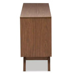 Commode de rangement en bois brun à 6 tiroirs Hildon, style moderne Mid-Century