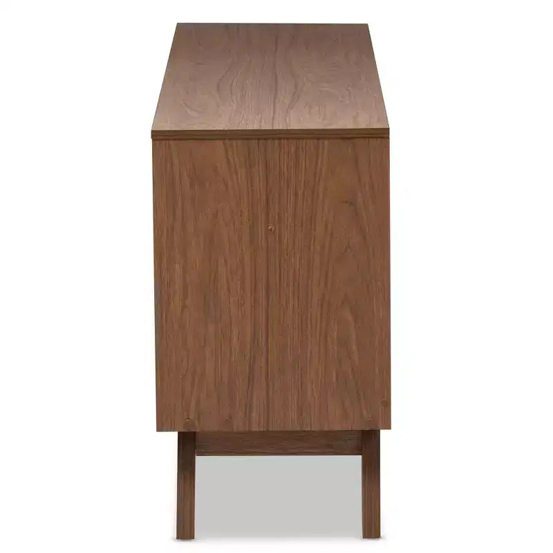 Commode de rangement en bois brun à 6 tiroirs Hildon, style moderne Mid-Century