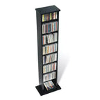 Tour de Rangement Multimédia Slim Noir : Meuble TV Moderne avec Étagères Réglables, Contient 160 CD, 65 DVD