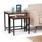 25" Table d'appoint gigogne Rhonda en manguier massif, brun cognac foncé (2 pièces)