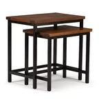25" Table d'appoint gigogne Rhonda en manguier massif, brun cognac foncé (2 pièces)