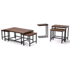25" Table d'appoint gigogne Rhonda en manguier massif, brun cognac foncé (2 pièces)