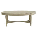 Table basse blanc cassé : Pieds en bois sculpté, finition antique, meuble de salon