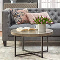 Table basse ronde moderne Era Gris/Noir : MDF stratifié, cadre en métal, usage intérieur