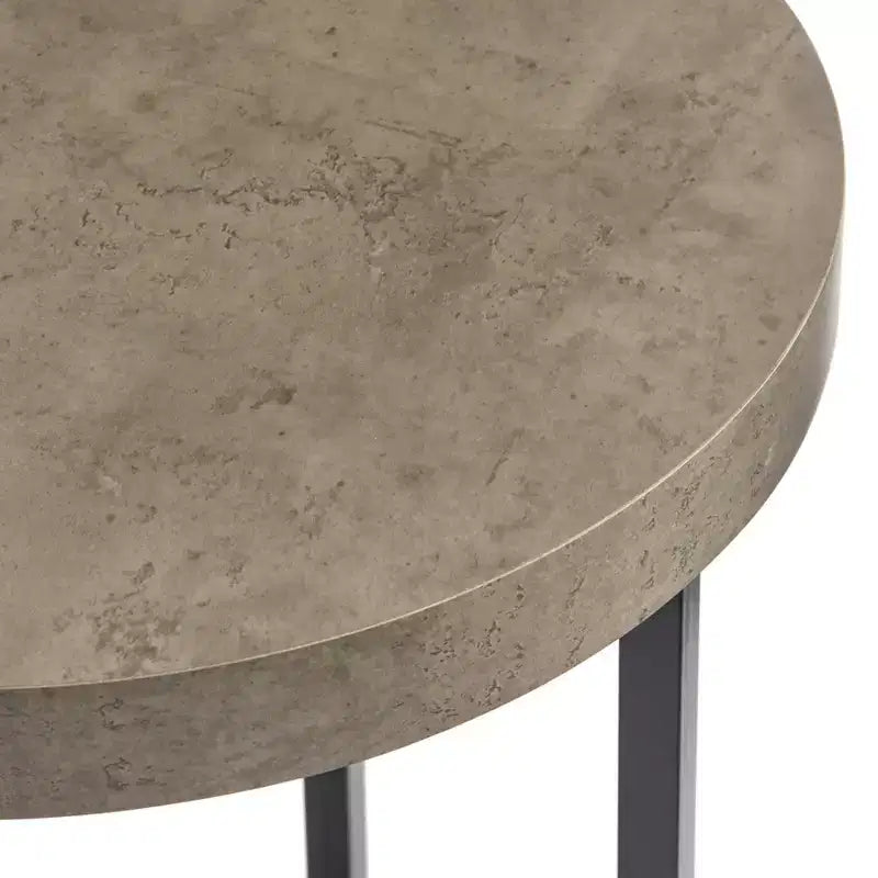 Table basse ronde moderne Era Gris/Noir : MDF stratifié, cadre en métal, usage intérieur
