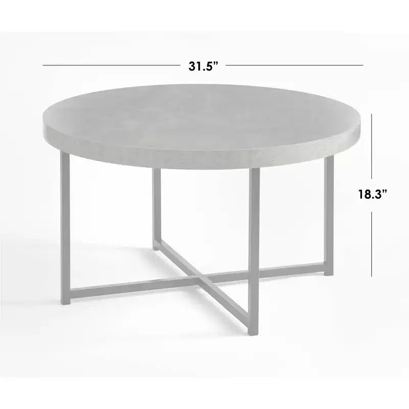 Table basse ronde moderne Era Gris/Noir : MDF stratifié, cadre en métal, usage intérieur