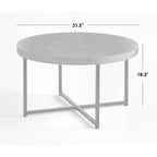 Table basse ronde moderne Era Gris/Noir : MDF stratifié, cadre en métal, usage intérieur