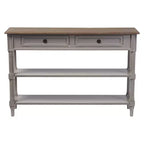 Console Edouard de style provincial français à 2 tiroirs - Blanc/Brun clair