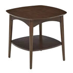 Table d'appoint Copenhague Noyer : Style Mid-Century, 2 Plateaux, Carrée, Construction en Bois