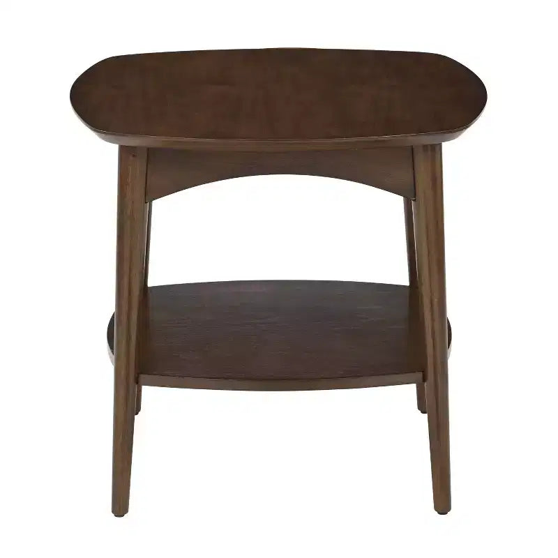 Table d'appoint Copenhague Noyer : Style Mid-Century, 2 Plateaux, Carrée, Construction en Bois