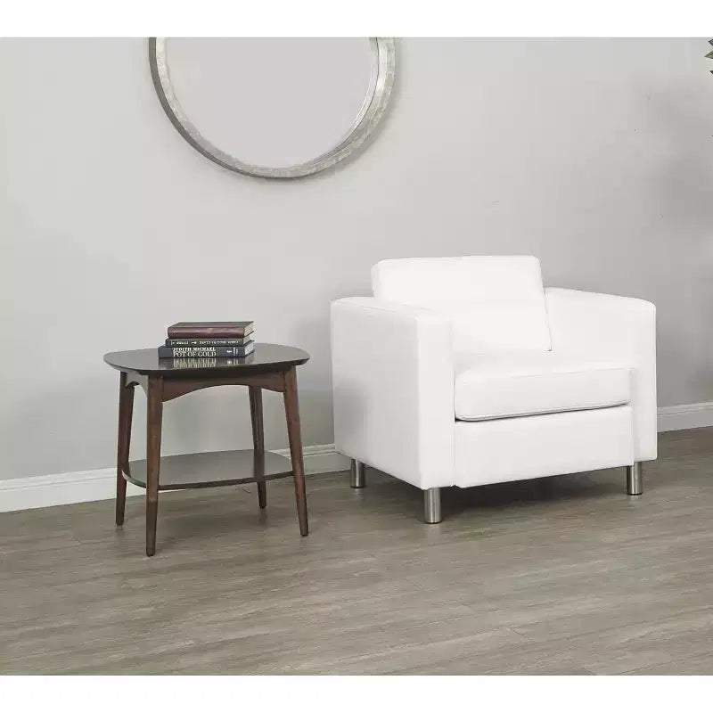 Table d'appoint Copenhague Noyer : Style Mid-Century, 2 Plateaux, Carrée, Construction en Bois