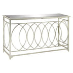 Metal and Mirror Trellis Design Front and Sides Console Table Silver - Olivia & May