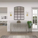 Console Métal et Miroir, Design Treillis, Façade et Côtés, Argent