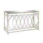 Console Métal et Miroir, Design Treillis, Façade et Côtés, Argent