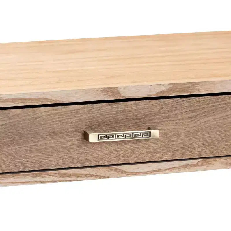 Console Lafoy en bois naturel et deux tiroirs finis, marron