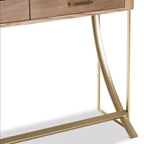 Console Lafoy en bois naturel et deux tiroirs finis, marron