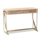 Console Lafoy en bois naturel et deux tiroirs finis, marron