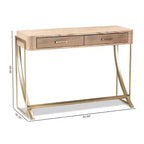Console Lafoy en bois naturel et deux tiroirs finis, marron