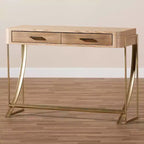 Console Lafoy en bois naturel et deux tiroirs finis, marron