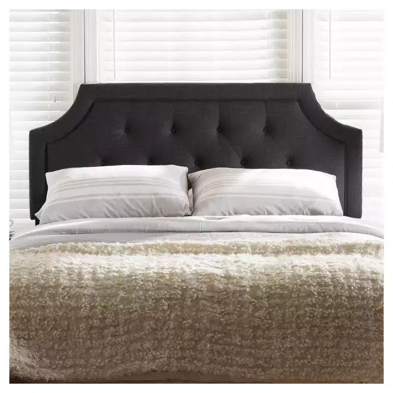Tête de lit en tissu contemporain et moderne Mars Gris foncé