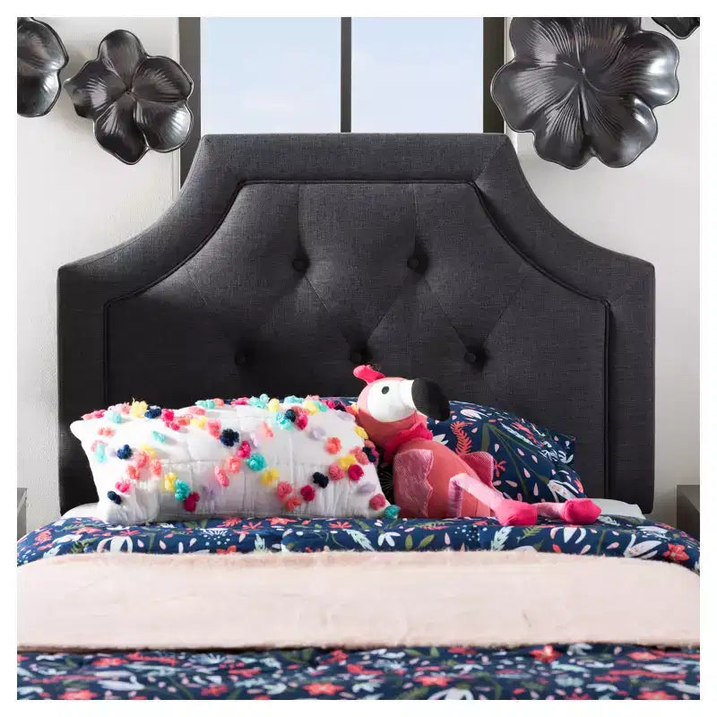 Tête de lit en tissu contemporain et moderne Mars Gris foncé