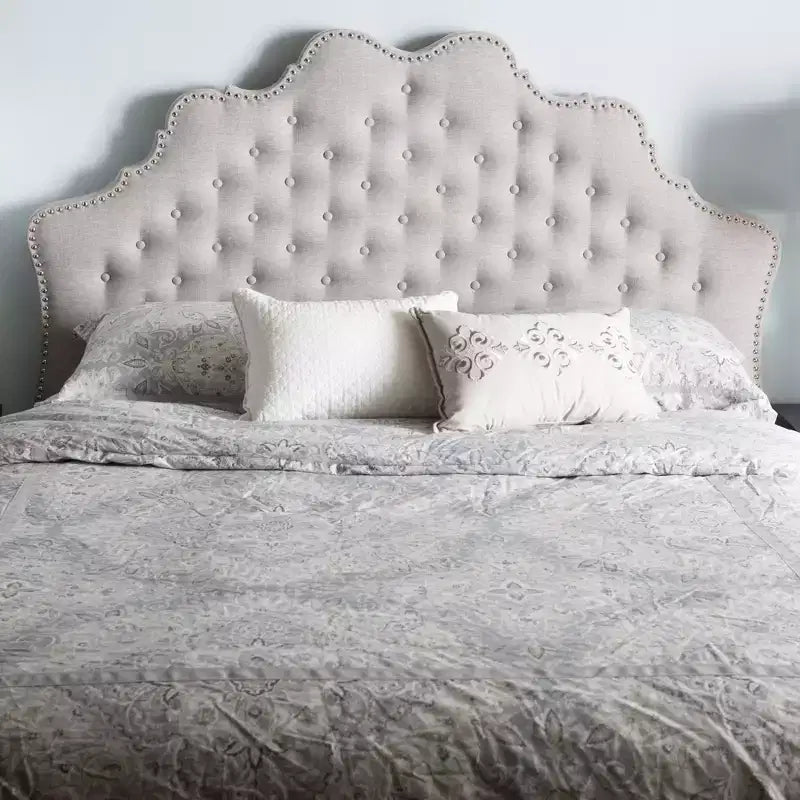 Tête de lit en tissu Hilda moderne et contemporaine, beige