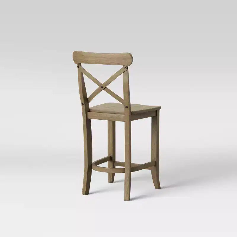 Tabouret de bar Litchfield à dossier en X avec repose-pieds, hauteur comptoir, 61 cm