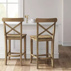 Tabouret de bar Litchfield à dossier en X avec repose-pieds, hauteur comptoir, 61 cm
