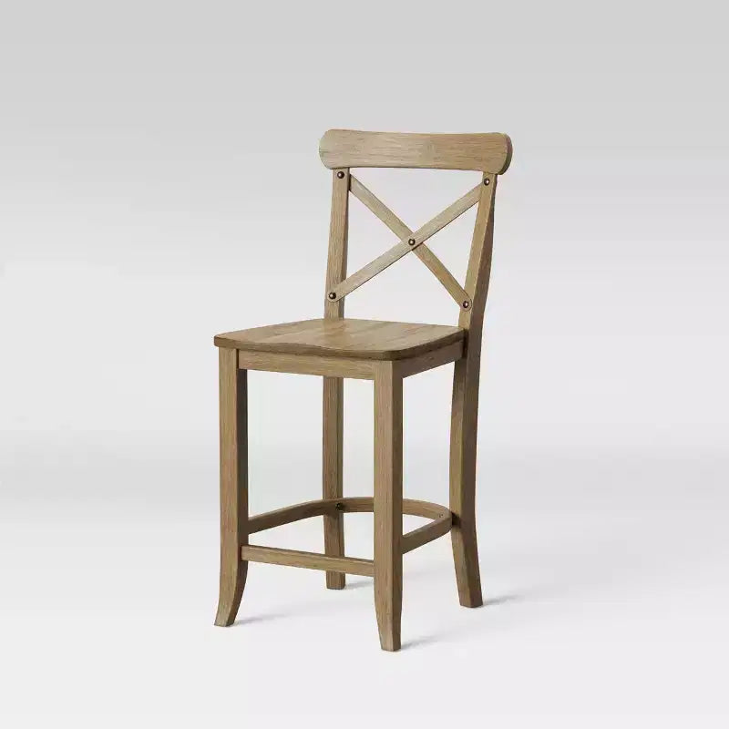 Tabouret de bar Litchfield à dossier en X avec repose-pieds, hauteur comptoir, 61 cm