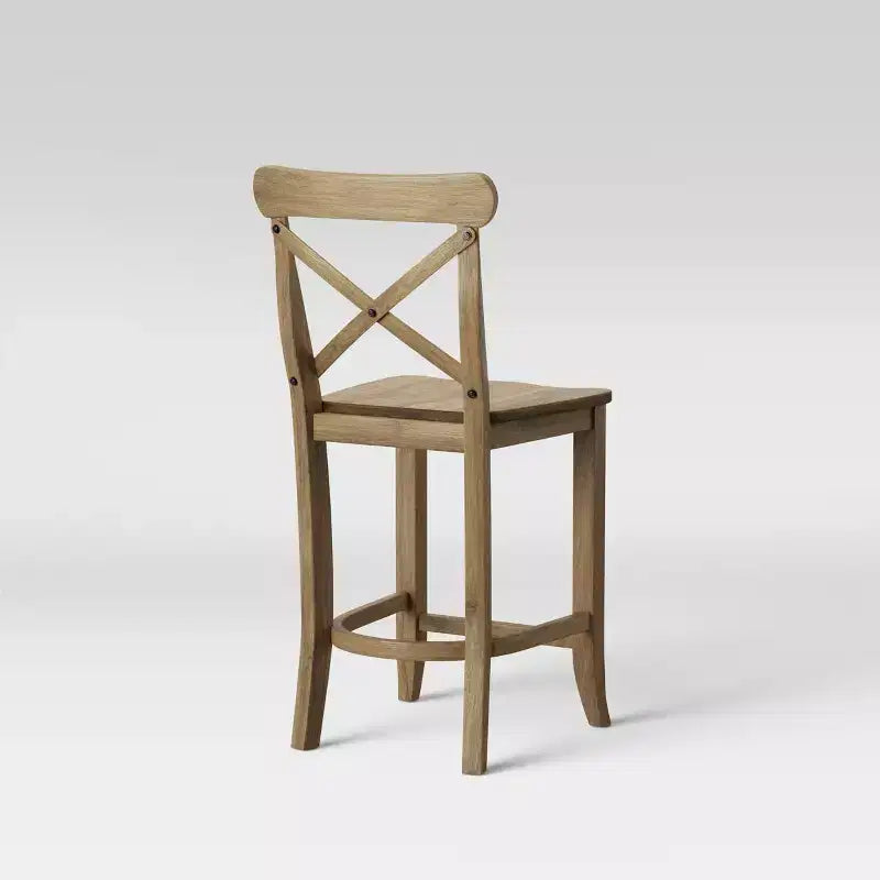 Tabouret de bar Litchfield à dossier en X avec repose-pieds, hauteur comptoir, 61 cm