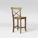 Tabouret de bar Litchfield à dossier en X avec repose-pieds, hauteur comptoir, 61 cm