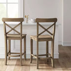 Tabouret de bar Litchfield à dossier en X avec repose-pieds, hauteur comptoir, 61 cm