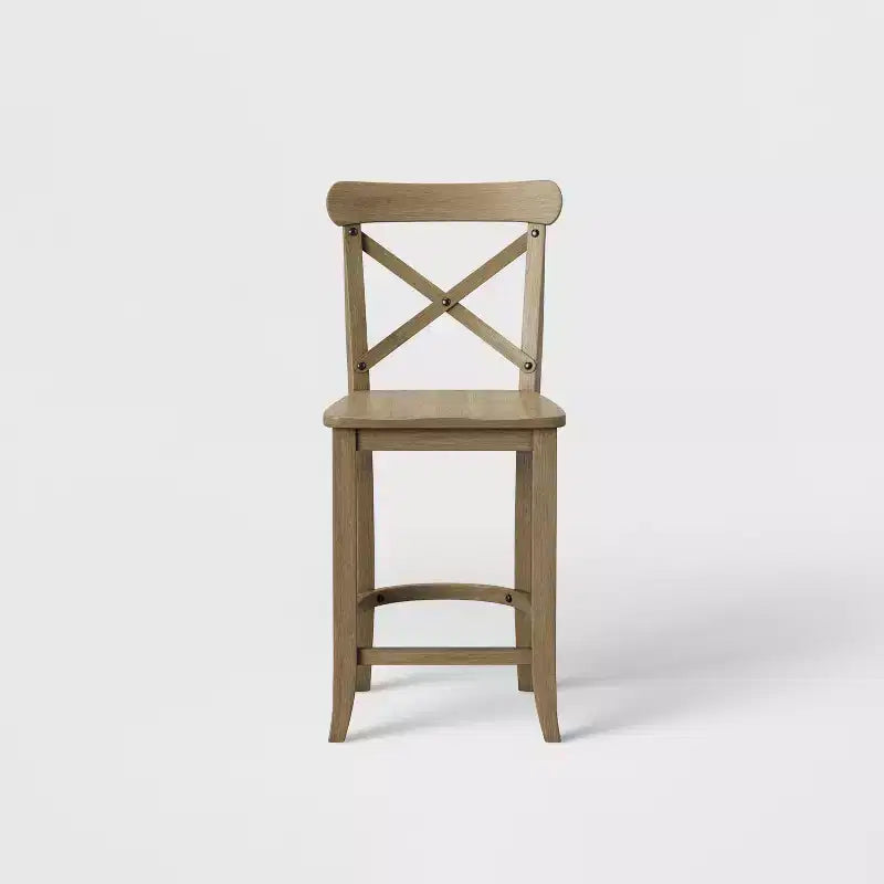 Tabouret de bar Litchfield à dossier en X avec repose-pieds, hauteur comptoir, 61 cm