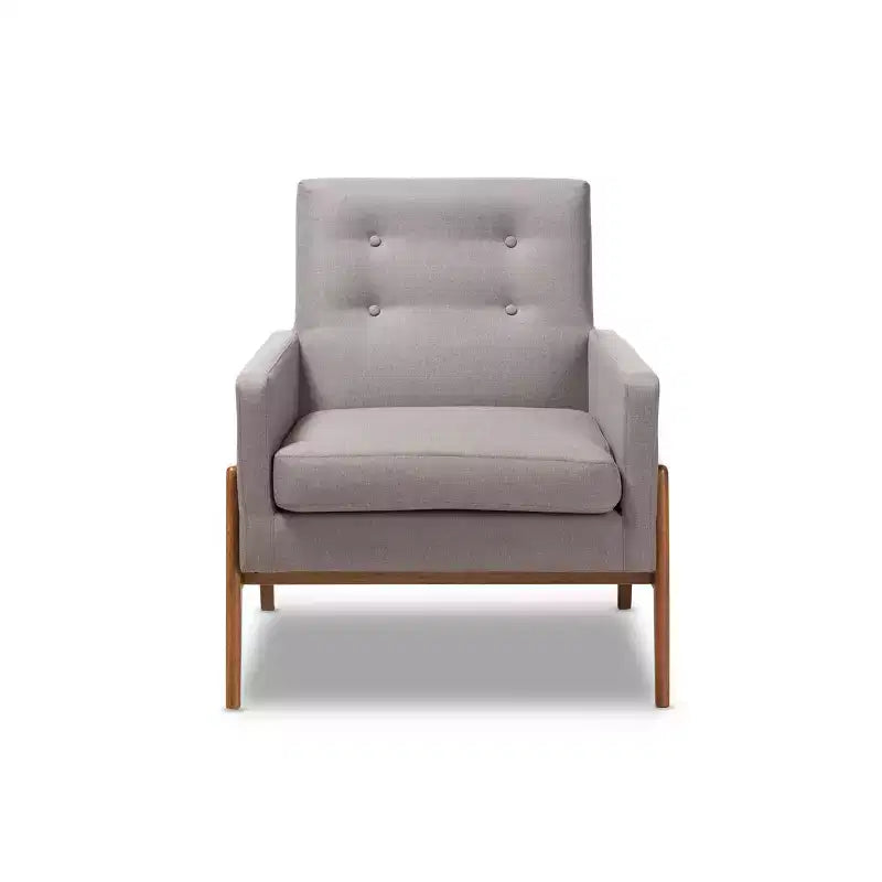 Fauteuil de salon Perris en tissu d'ameublement et bois de noyer
