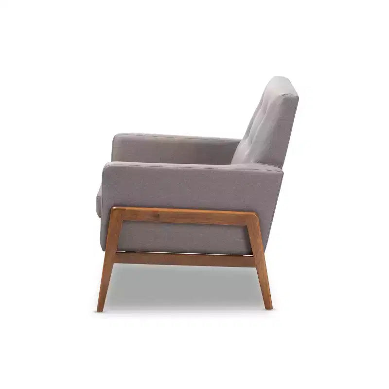 Fauteuil de salon Perris en tissu d'ameublement et bois de noyer