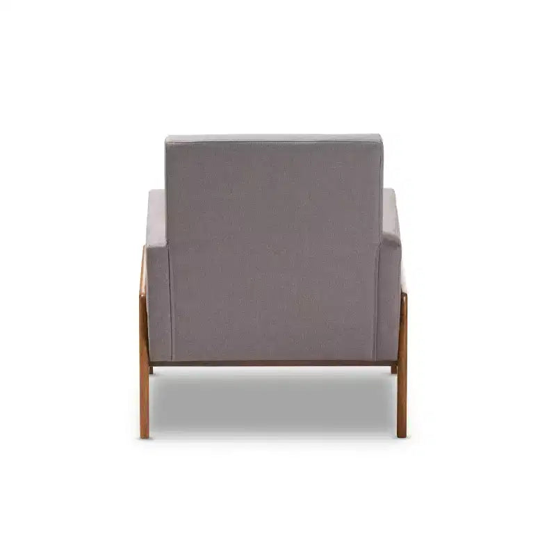 Fauteuil de salon Perris en tissu d'ameublement et bois de noyer