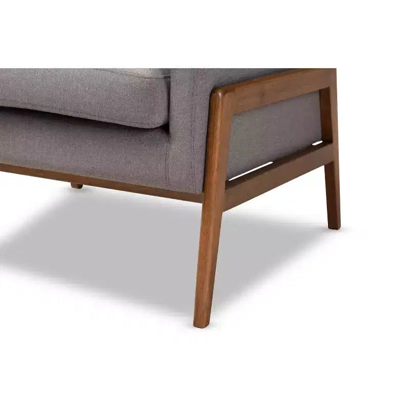 Fauteuil de salon Perris en tissu d'ameublement et bois de noyer