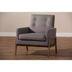 Fauteuil de salon Perris en tissu d'ameublement et bois de noyer
