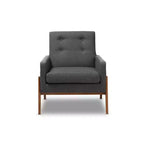 Fauteuil de salon Perris en tissu d'ameublement et bois de noyer