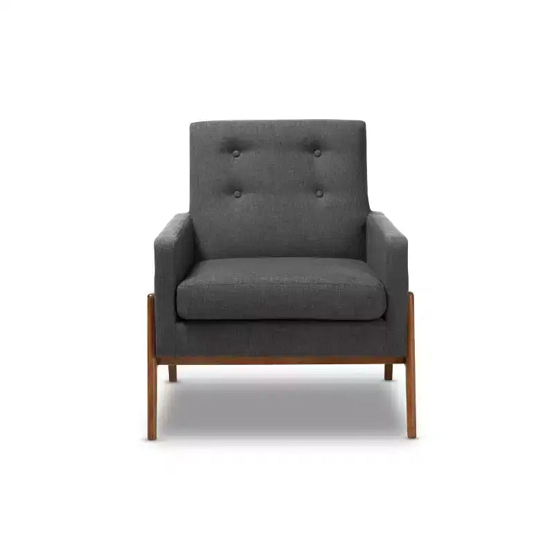 Fauteuil de salon Perris en tissu d'ameublement et bois de noyer