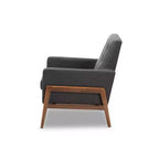 Fauteuil de salon Perris en tissu d'ameublement et bois de noyer