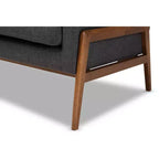 Fauteuil de salon Perris en tissu d'ameublement et bois de noyer