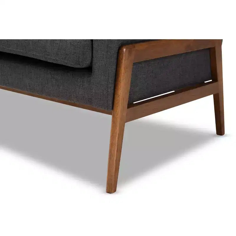 Fauteuil de salon Perris en tissu d'ameublement et bois de noyer